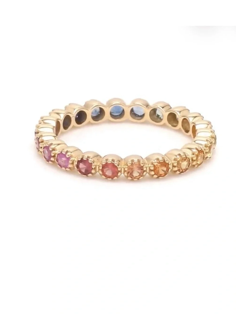Gold Multicolor Gemstone Eternity Ring NEW